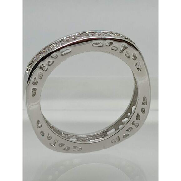 Unique Vintage White Gold GP Round Cut Sim Diamond CZ Stack Wedding Ring Size 8 - Picture 5 of 10